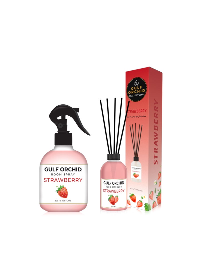Strawberry Room Spray 500 mL & Reed Diffuser 110 mL  For Room & Office (Set)