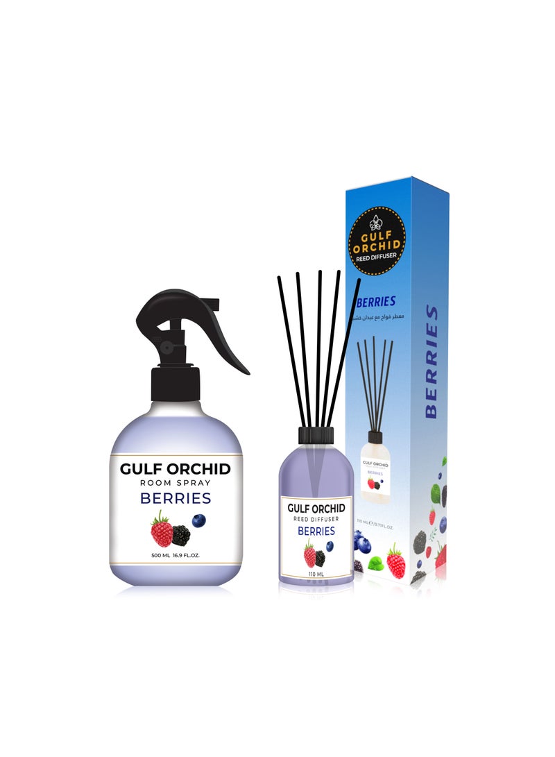 Berries Home And Office Fragrance Set | Room Spray 500 ml | Reed Diffuser 110 ml