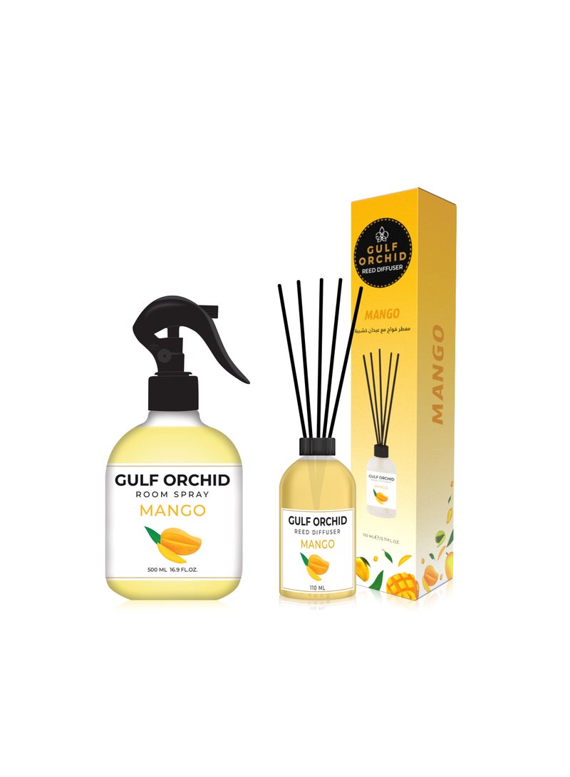 Mango Room Spray 500 mL & Reed Diffuser 110 mL For Room & Office (Set)