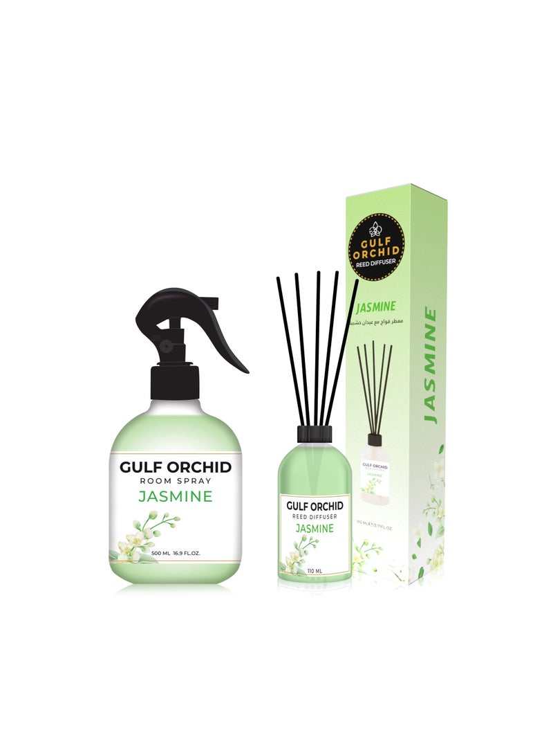 Jasmine Home And Office Fragrance Set | Room Spray 500 ml | Reed Diffuser 110 ml