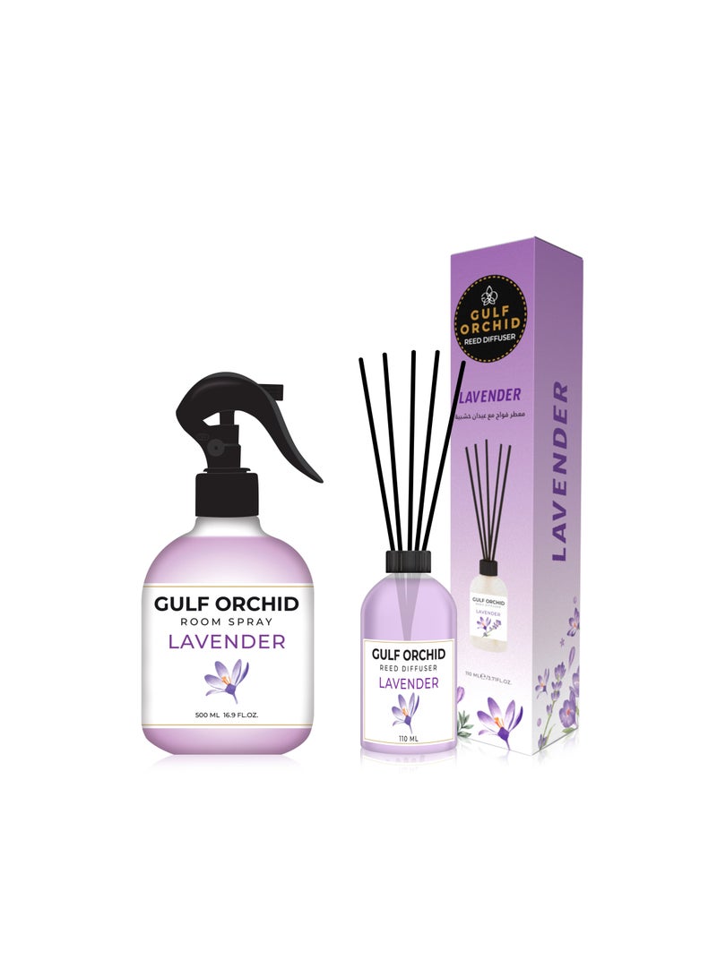 Lavender Home And Office Fragrance Set | Room Spray 500 ml | Reed Diffuser 110 ml