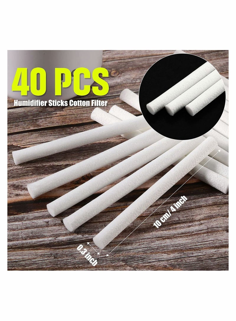 Humidifier Sticks Filter Replacement Wick 40 Pieces Refill SticksCotton for Cool Mist Humidifiers Portable Diffuser USB Mini in Office Bedroom 4 Inch