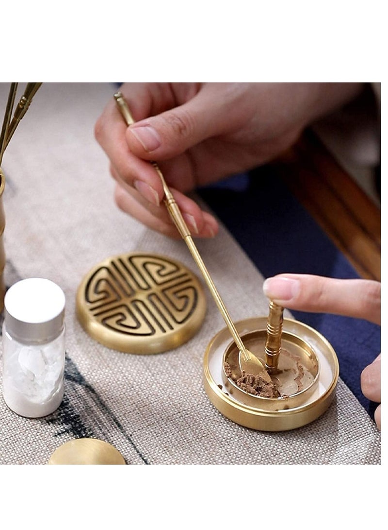 11 Pcs/Set Brass Incense Making Kit Mold Tool, DIY Backflow Tower Cone Molds,Spoon, Press, Shovel, Brush, Bottle Ideal for Yoga Meditation Home Fragrance
