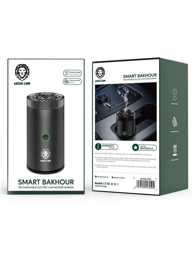 Smart Mini Bakhour Rechargeable Electric Car Incense Burner | Aroma Diffuser Portable Bakhour Oud USB Type Fragrance Air Freshener for Car & Home - Black