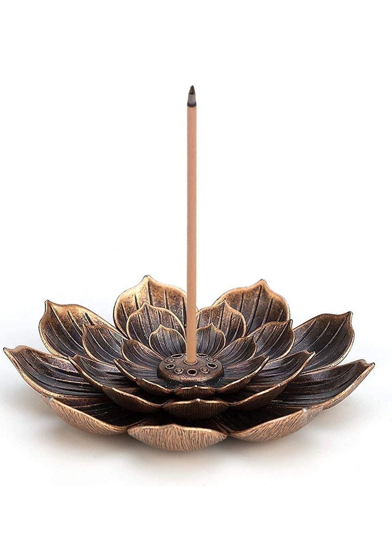 Incense Burner Bowl, Ceramic Handicraft Holder for Sticks, Coil Lotus Ash Catcher Tray Gray, Home Fragrance Accessories