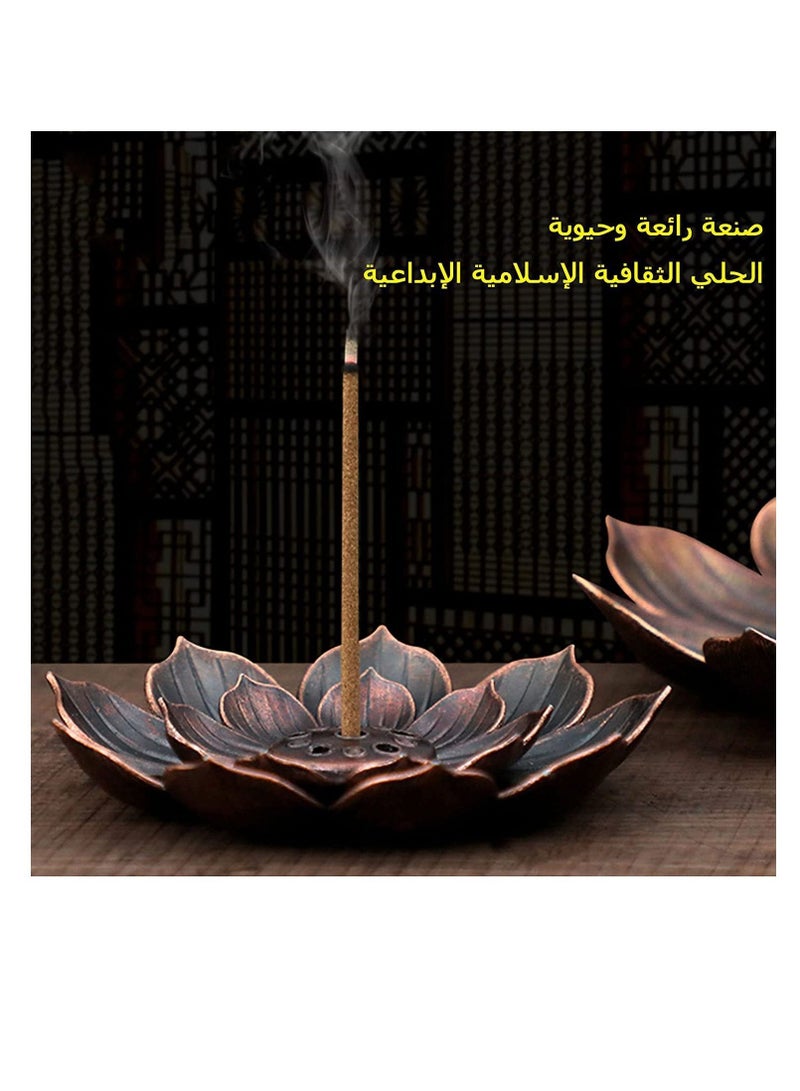 Incense Burner Bowl, Ceramic Handicraft Holder for Sticks, Coil Lotus Ash Catcher Tray Gray, Home Fragrance Accessories