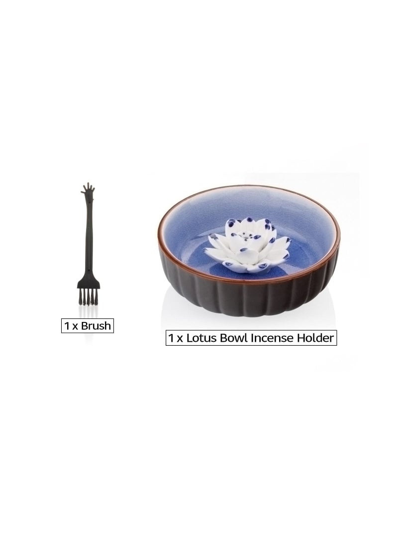 Incense Holders for Sticks, Ceramic Handicraft Lotus Stick Burner Holder, KASTWAVE 4.53 inch Ash Catcher Bowl Home Decor Yoga Meditation Spa Relaxation