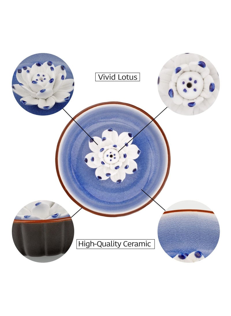 Incense Holders for Sticks, Ceramic Handicraft Lotus Stick Burner Holder, KASTWAVE 4.53 inch Ash Catcher Bowl Home Decor Yoga Meditation Spa Relaxation