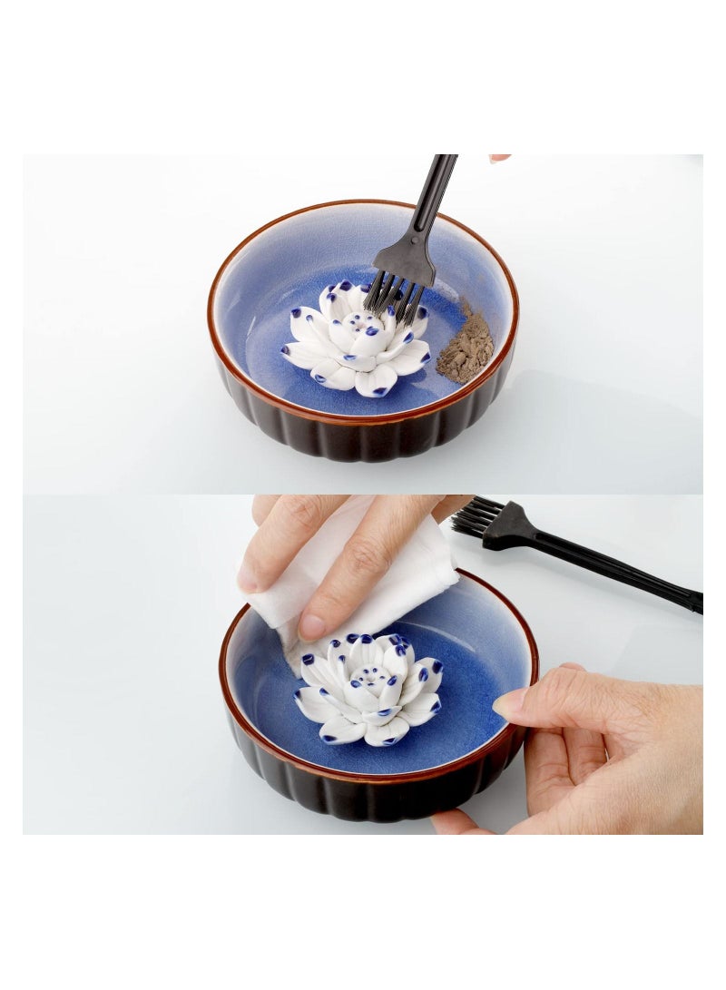 Incense Holders for Sticks, Ceramic Handicraft Lotus Stick Burner Holder, KASTWAVE 4.53 inch Ash Catcher Bowl Home Decor Yoga Meditation Spa Relaxation