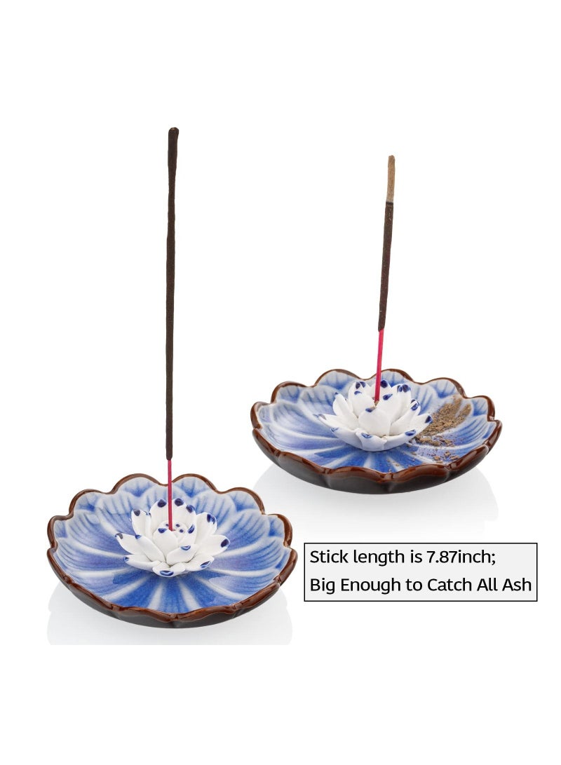 Incense Holders for Sticks, Ceramic Handicraft Lotus Stick Burner Holder, KASTWAVE 4.53 inch Ash Catcher Bowl Home Decor Yoga Meditation Spa Relaxation