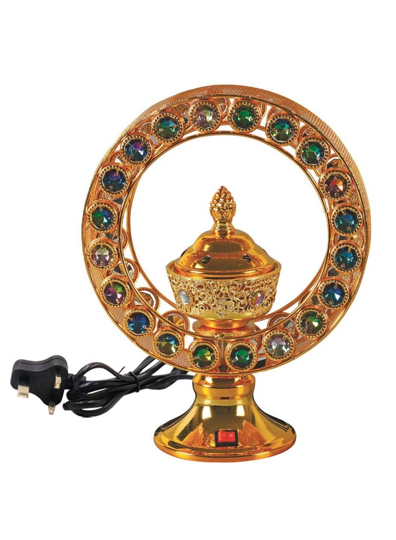 Oud Incense Burner Electric Mabkhara Arabic Design Gold for Home Decore and Fragrance - WF-A054-G