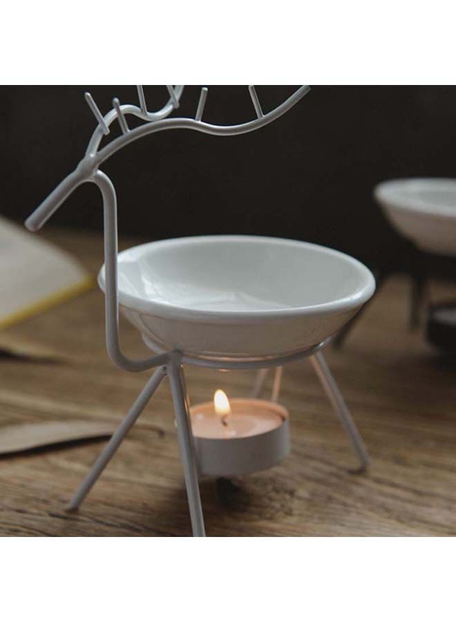 Deer Ceramic Plate Incense Essential Oil Burner White 16x6.5x11centimeter