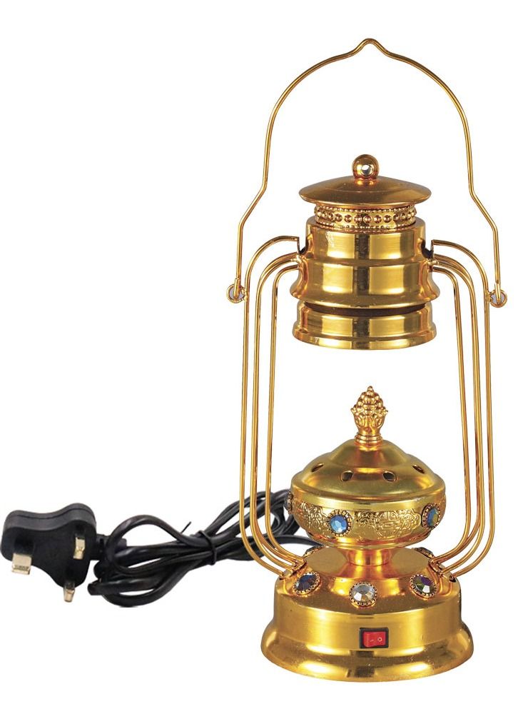 Electric Incense Burner Oud Mabkhara Lamp Design Gold for Home and Office Decore