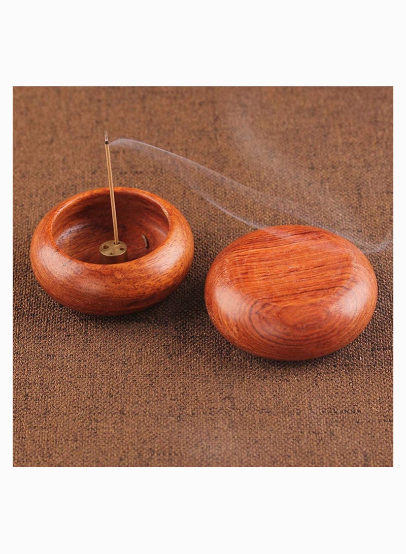 Incense Burner Bowl Wood Round Stick Holder Bowl, Natural Box, Indoor Aromatherapy Desktop Decoration Agarwood Burning Box