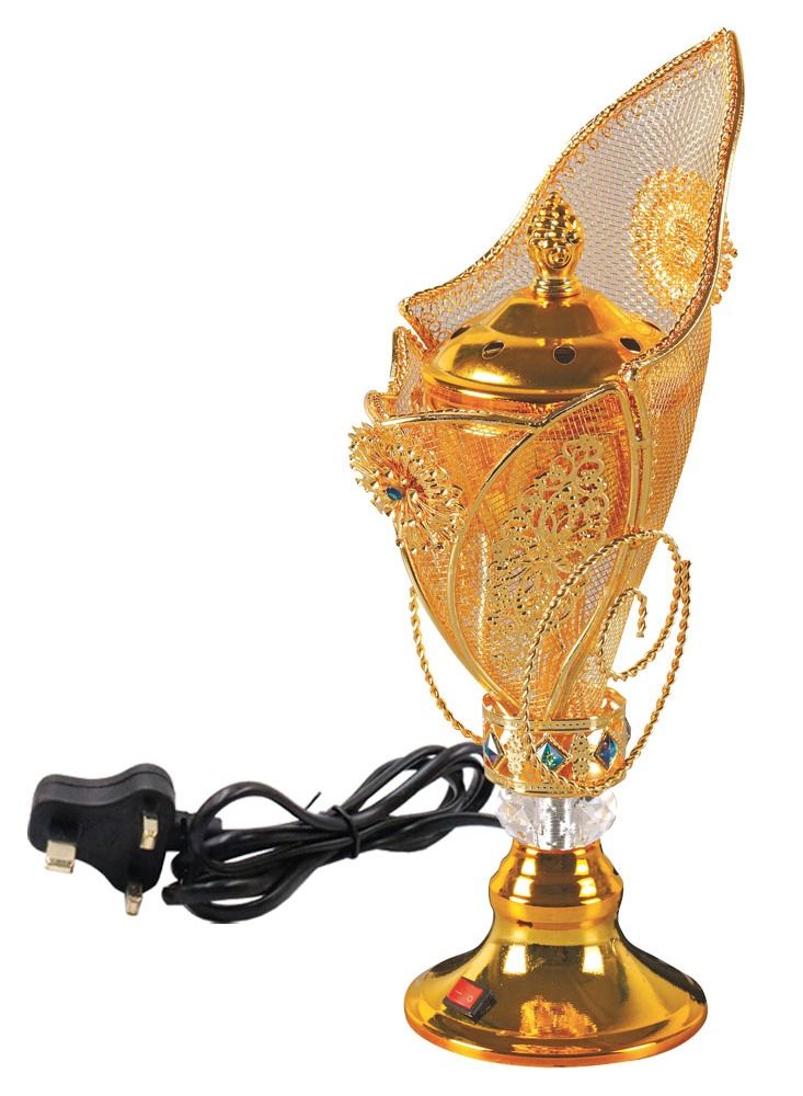 Electric Incense Burner Oud Mabkhara Elegant Design Gold for Home Fragrance