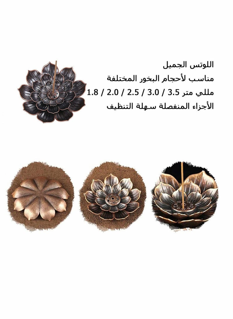 3 pack Incense Burner Bowl, Ceramic Handicraft Holder for Sticks, Coil Lotus Ash Catcher Tray 4.62 Inch Gray, Home Fragrance Accessories