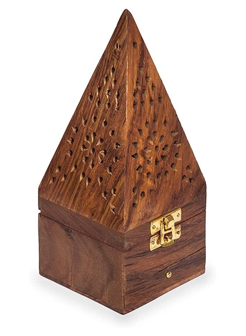 Wooden Bakhoor Burner Mabkhara pyramid shape incense burner home fragrance home 9 x 9 x 20 cm