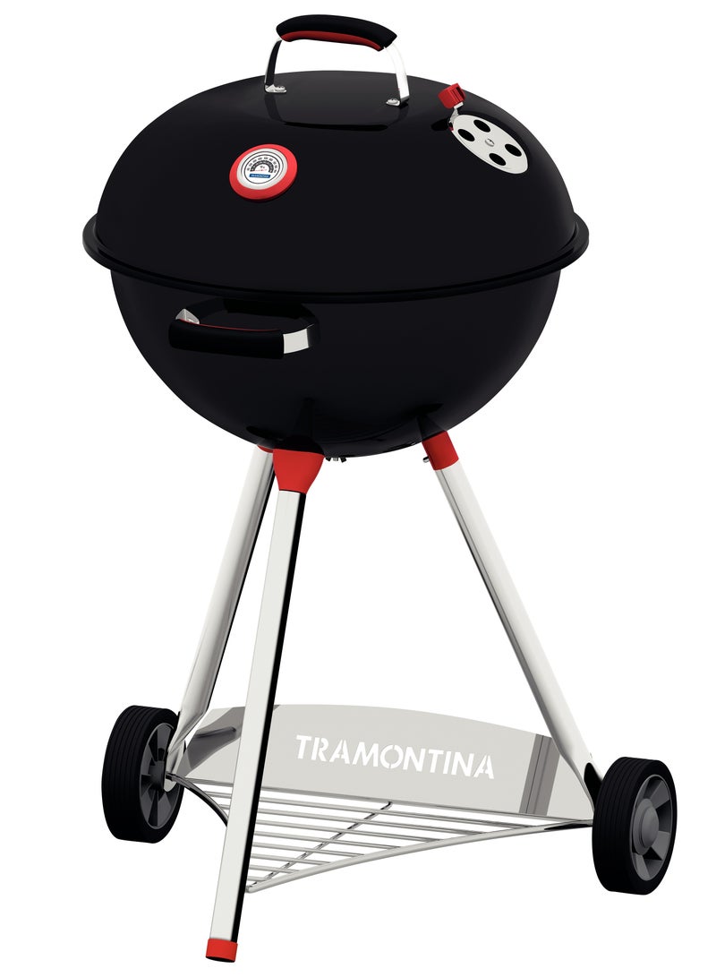 TCP-560L Charcoal Grill with Enameled Steel Lid with Thermometer, Stainless Steel Grate, Utensils and Wheels