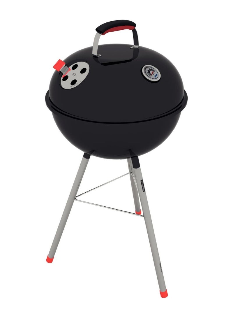 TCP 450L Charcoal Grill with Enameled Steel Lid with Thermometer, Stainless Steel Grate and Utensils