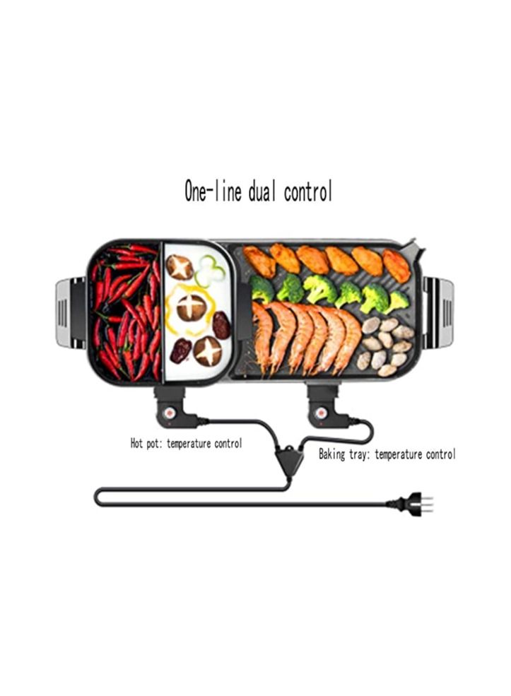 Smokeless Indoor Electric Grill Korean Multi-Functional Roasting All-In-One Pot Barbecue Table GrillGrill Frying-Shabu Non-Stick Electric Bakeware Indoor Electric Hot Grill Quartet Heating Table Grill