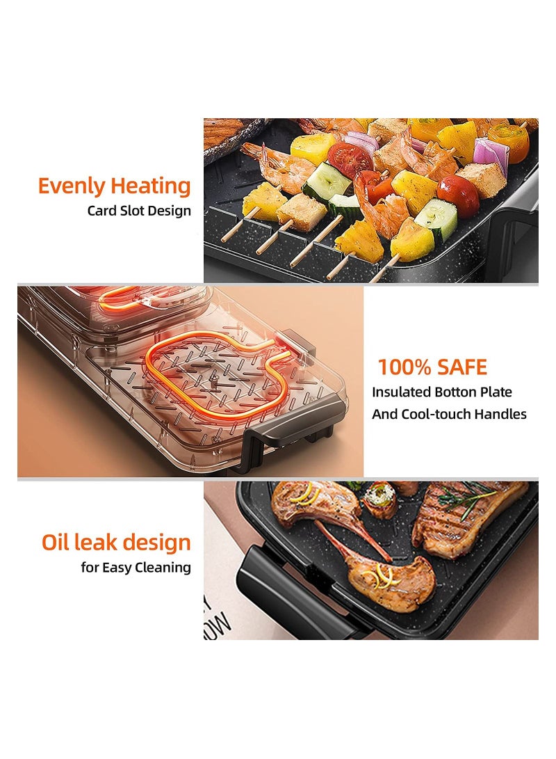 Smokeless Indoor Electric Grill Korean Multi-Functional Roasting All-In-One Pot Barbecue Table GrillGrill Frying-Shabu Non-Stick Electric Bakeware Indoor Electric Hot Grill Quartet Heating Table Grill