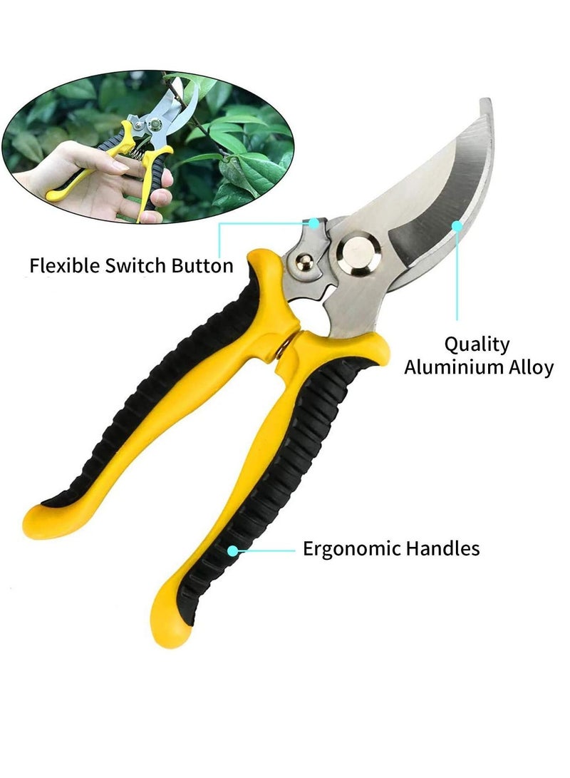 5 Piece Garden Tools Set-Gardening Pruning Shears Gloves Succulent Set Heavy Duty Gardening Aluminum with Soft Rubberized Non-Slip Handle