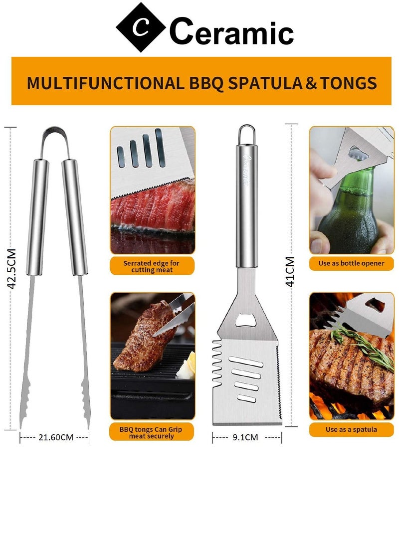 30 Piece BBQ Tools Set Portable Stainless Steel Barbecue Outdoor Indoor Grilling Utensil For Camping With Aluminium Case