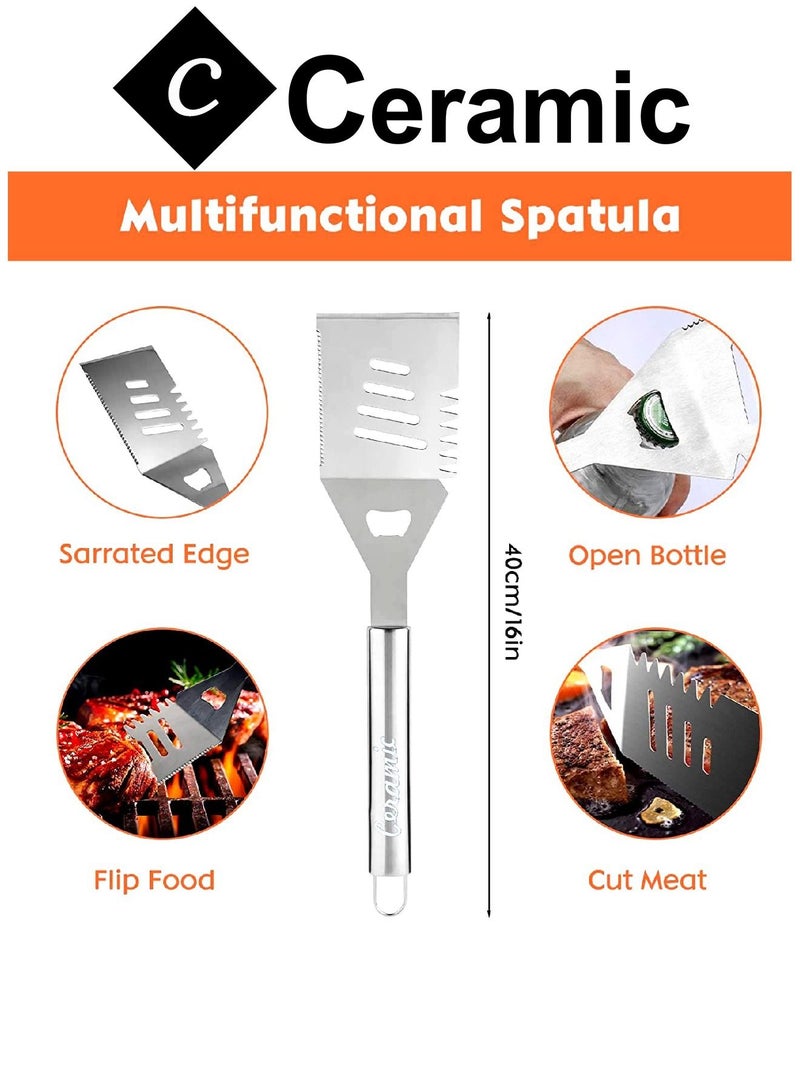 30 Piece BBQ Tools Set Portable Stainless Steel Barbecue Outdoor Indoor Grilling Utensil For Camping With Aluminium Case