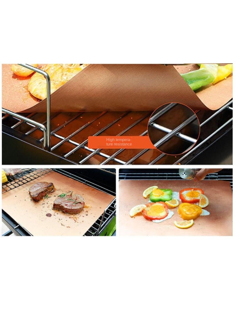 5-Piece Reusable Non Stick BBQ Grill Mat Set For Electric Grill Gas Charcoal BBQ And Camping 40*33cm