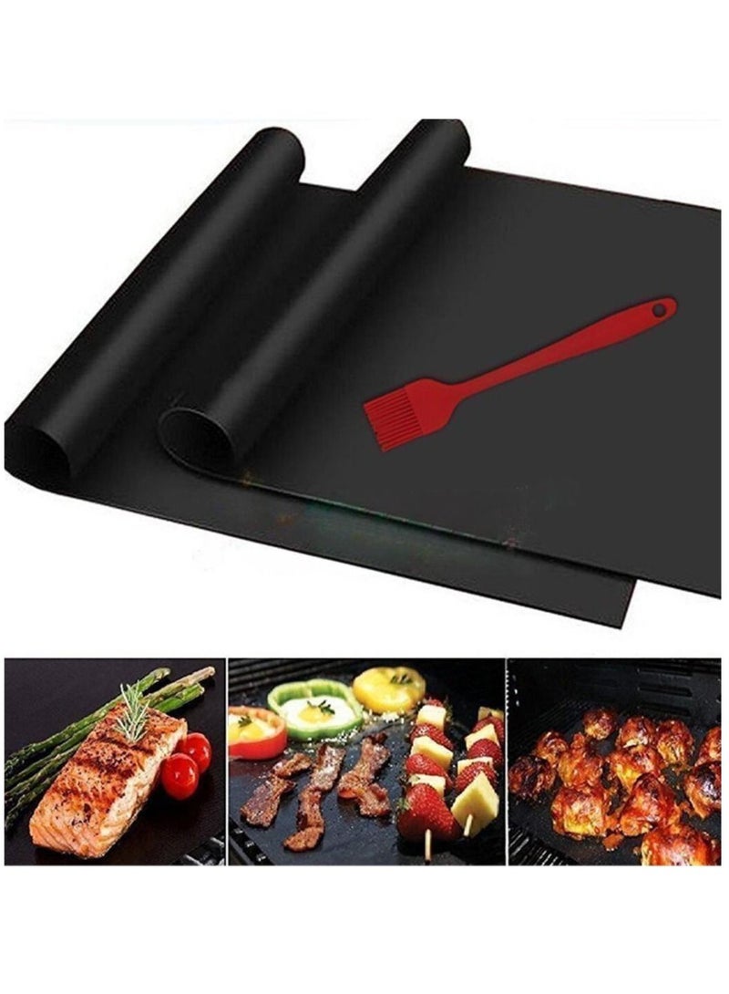 5-Piece Reusable Non Stick BBQ Grill Mat Set For Electric Grill Gas Charcoal BBQ And Camping 40*33cm