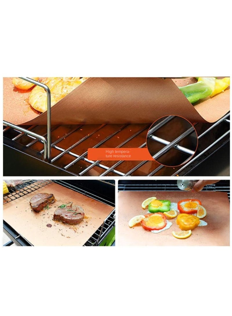 5-Piece Reusable Non Stick BBQ Grill Mat Set For Electric Grill Gas Charcoal BBQ And Camping 40*33cm