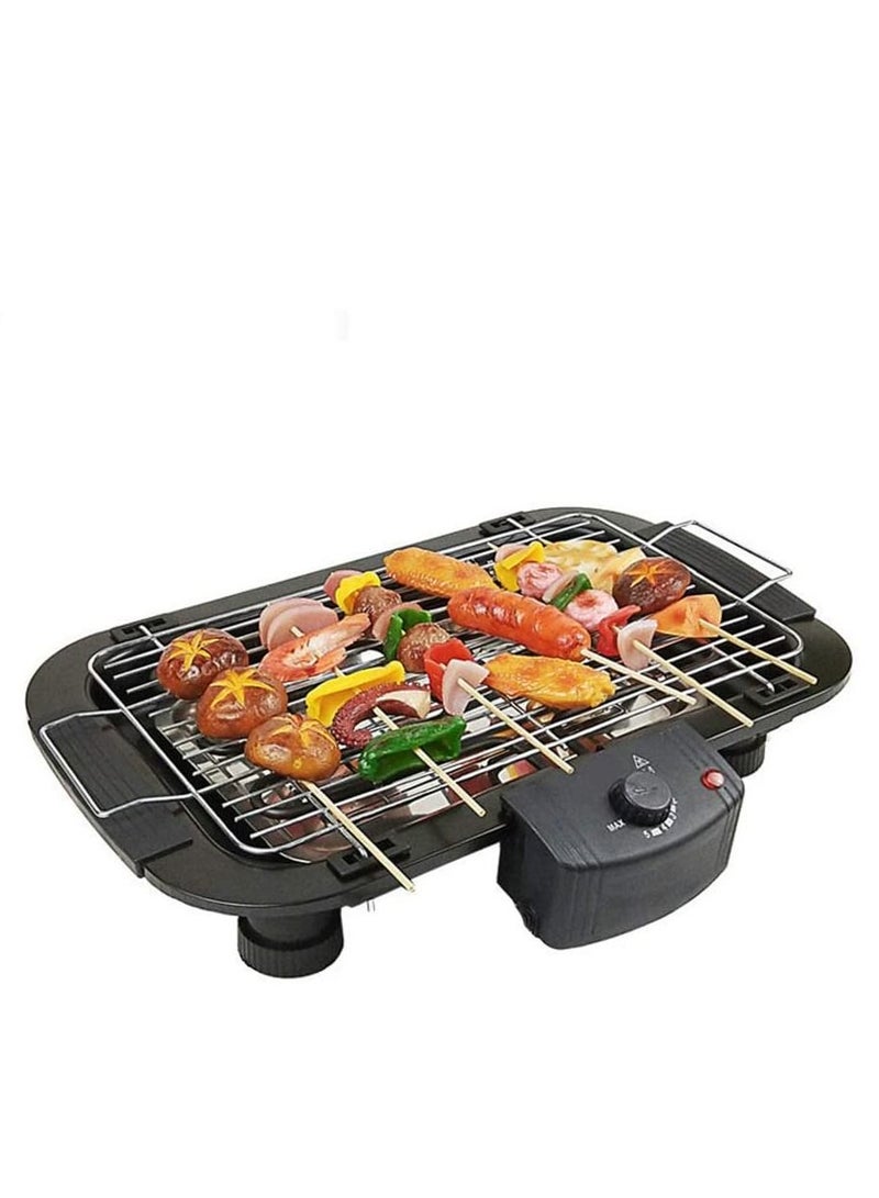 Smokeless Indoor/Outdoor Electric Grill Portable Tabletop Grill Kitchen BBQ Grills Adjustable Temperature Control,Removable Water Filled Drip Tray,2000W,Black（EU Plug）