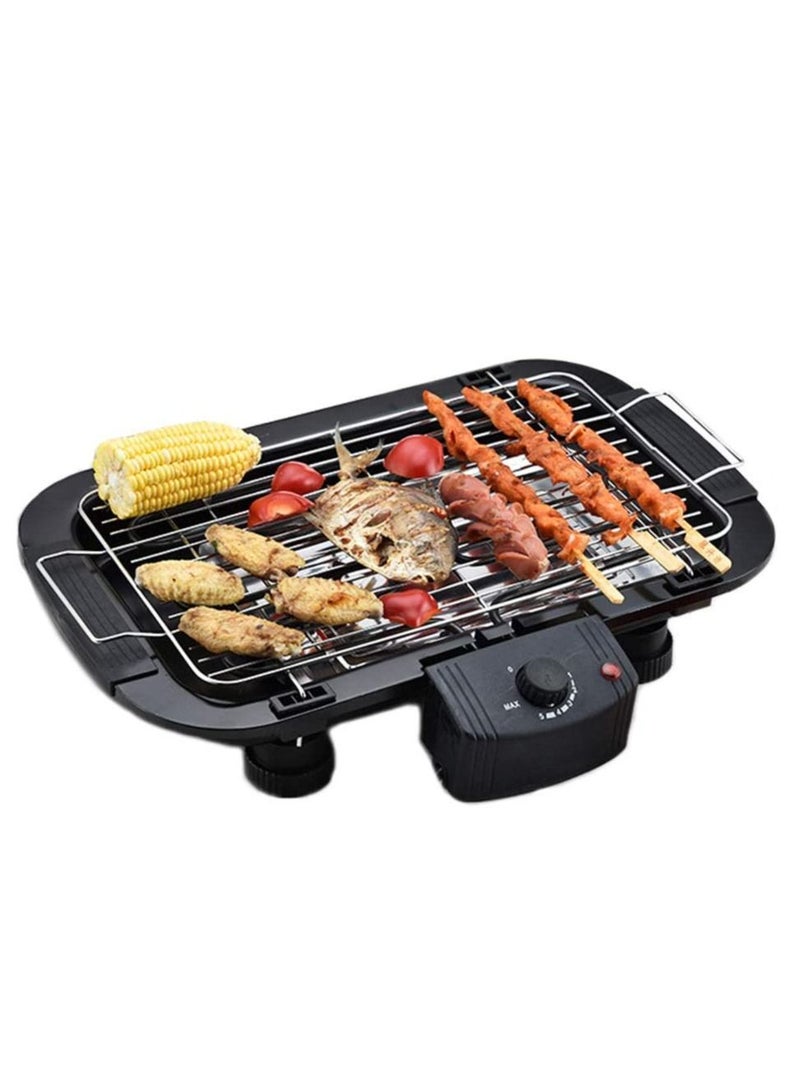 Smokeless Indoor/Outdoor Electric Grill Portable Tabletop Grill Kitchen BBQ Grills Adjustable Temperature Control,Removable Water Filled Drip Tray,2000W,Black（EU Plug）