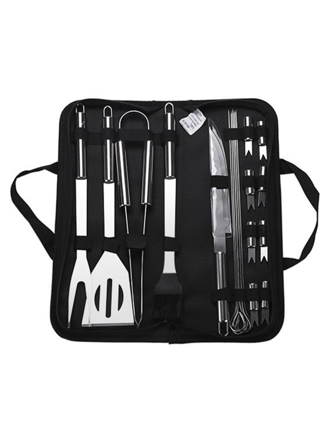 Cooking Food Grill Tool Set With Storage Case Silver/Black