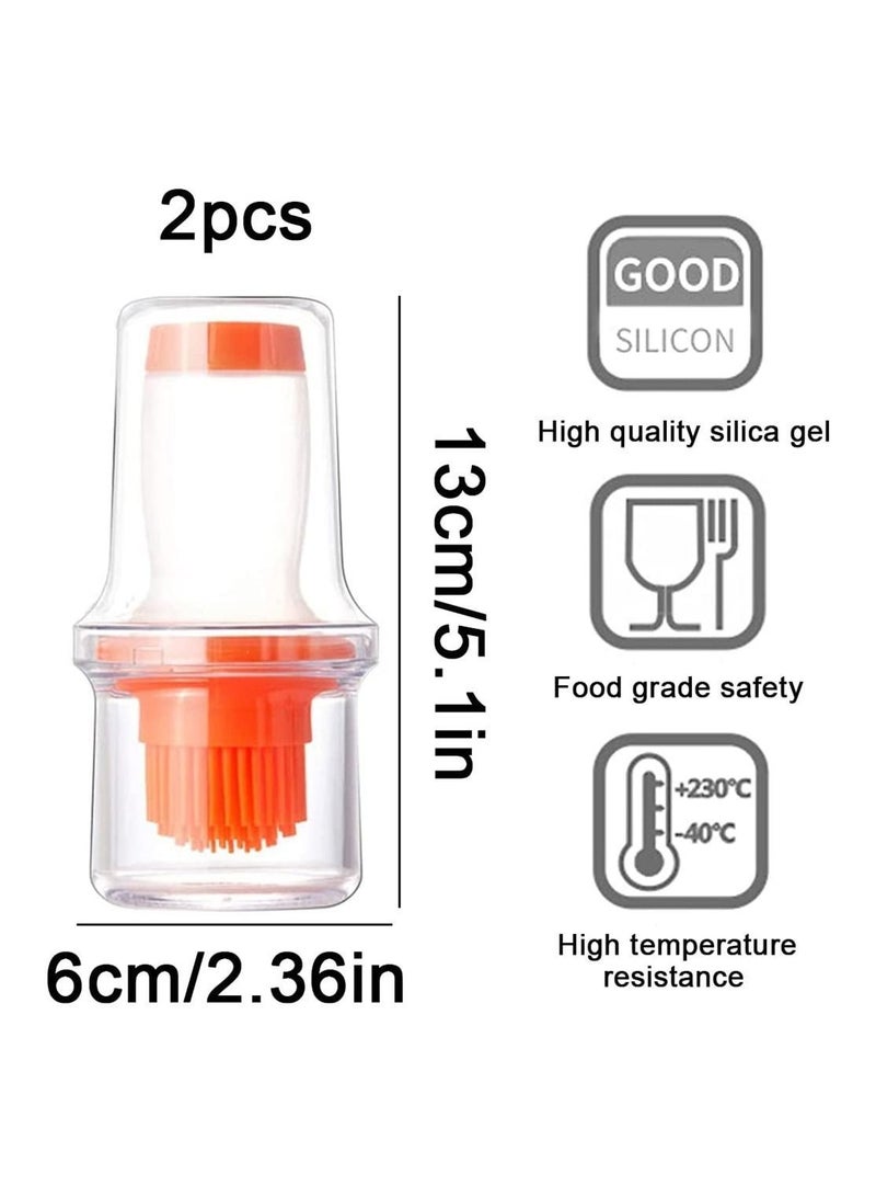 2 Pack BBQ Portable Silicone Oil Bottle Brush Kitchen Baking Cooking Pastry Seasoning with Sauce