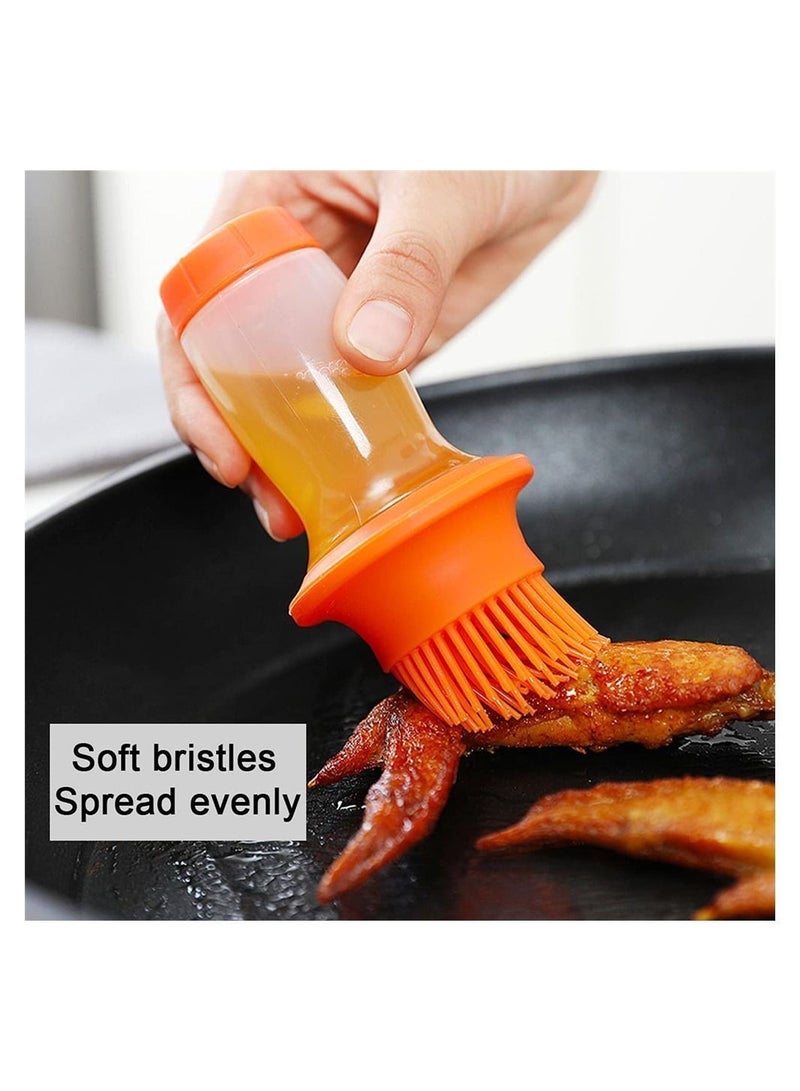 2 Pack BBQ Portable Silicone Oil Bottle Brush Kitchen Baking Cooking Pastry Seasoning with Sauce