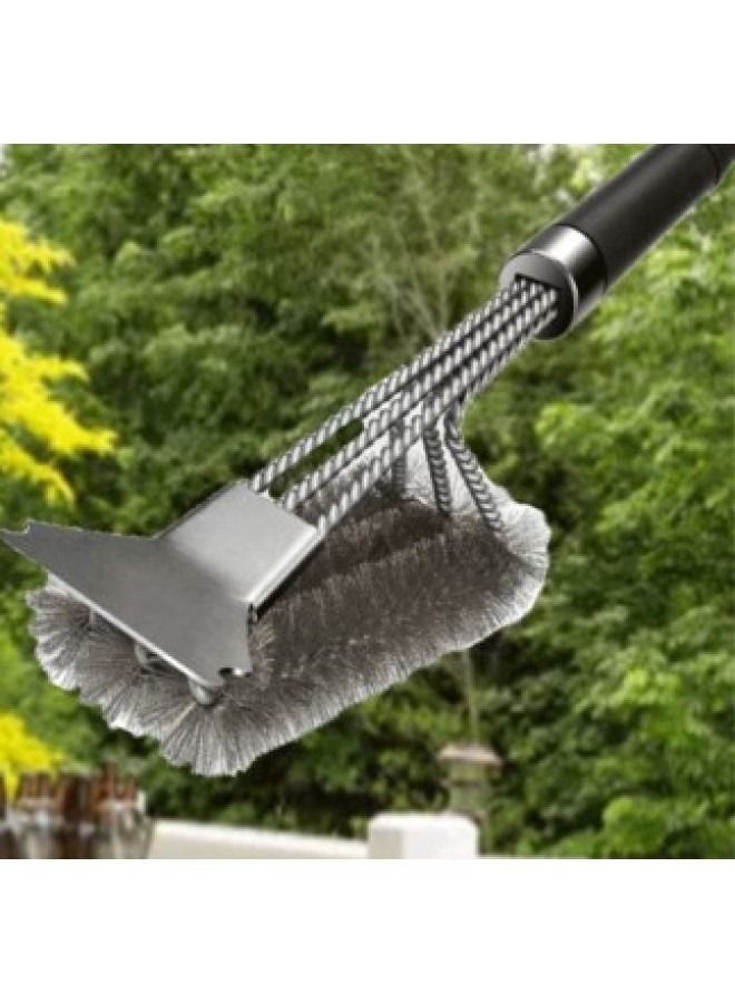 Grill Brush, Grill Cleaning Brush With Stainless Steel Spatula And PP Heat Insulation Handle