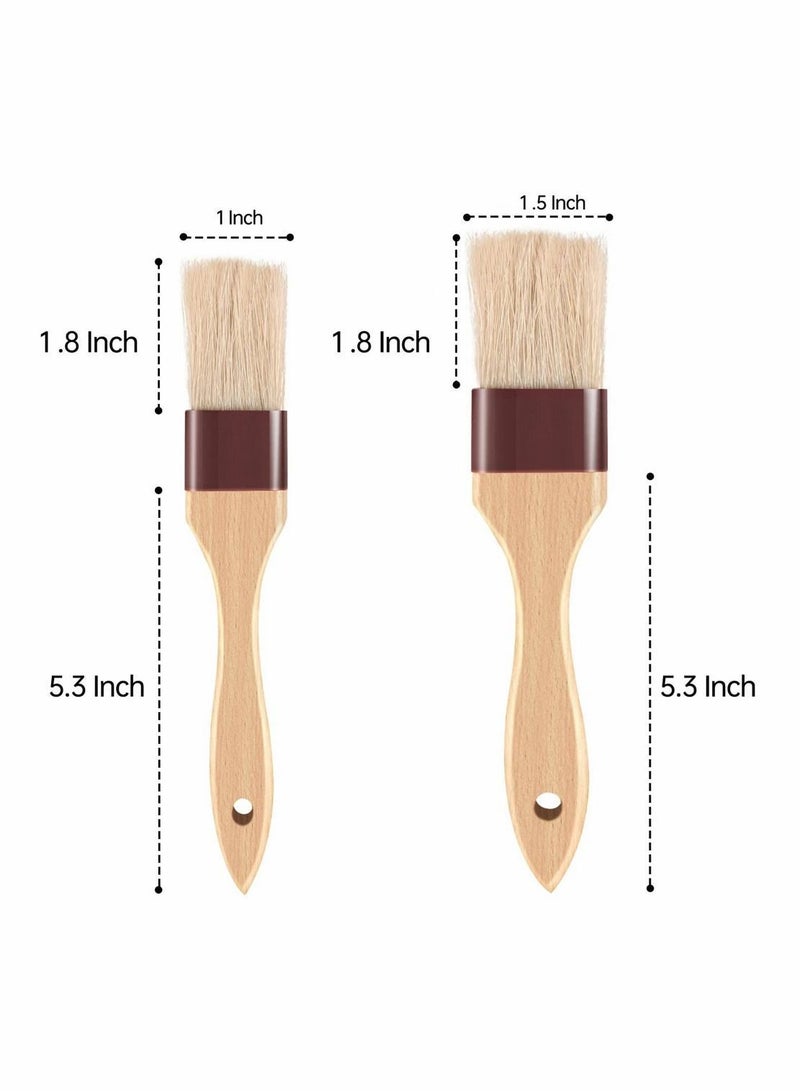 Pastry Brush, Baking Basting Brush Beech Hardwood Handles Culinary Oil for Barbecue Butter Grill BBQ Sauce Baster Marinade Kitchen Food Cooking Brushes One Big and Small (2 Pcs)