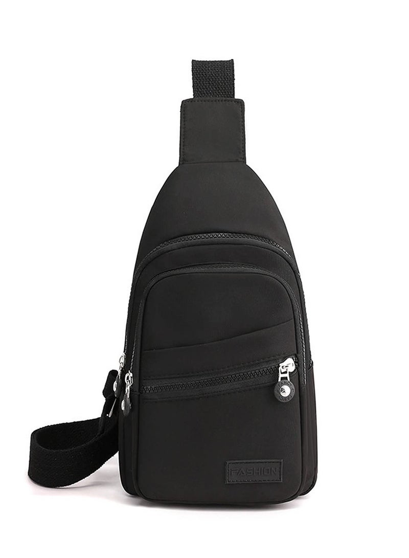 Sling Bag Backpack, Anti Theft Chest Shoulder Bag Crossbody Gym Daypack with Earphone Hole for Outdoor Cycling Travel Hiking Men Women(BLACK)