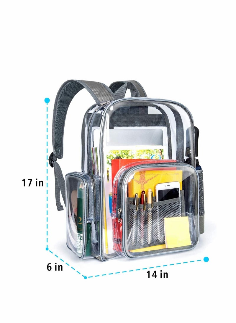 Transparent Backpack, Heavy-Duty PVC Transparent Bag, With Laptop Compartment, Waterproof Transparent Backpack, Suitable For School, Work, Safety (Dark Blue)