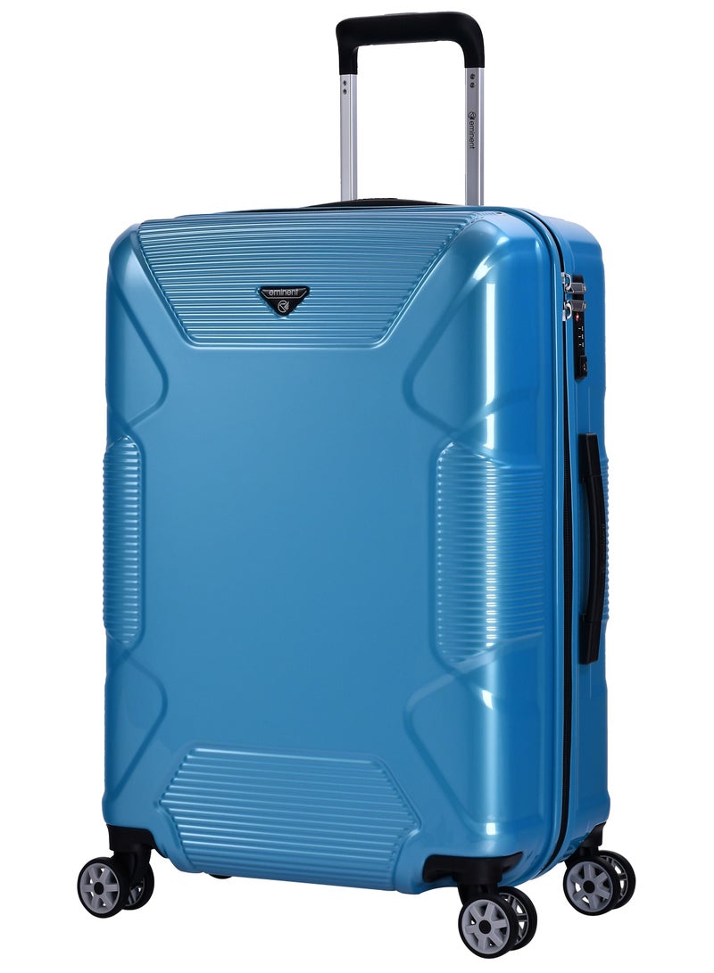 Hard Case Travel Bag Medium Luggage Trolley Polycarbonate Lightweight Suitcase 4 Quiet Double Spinner Wheels With Tsa Lock KJ84 Bright Blue