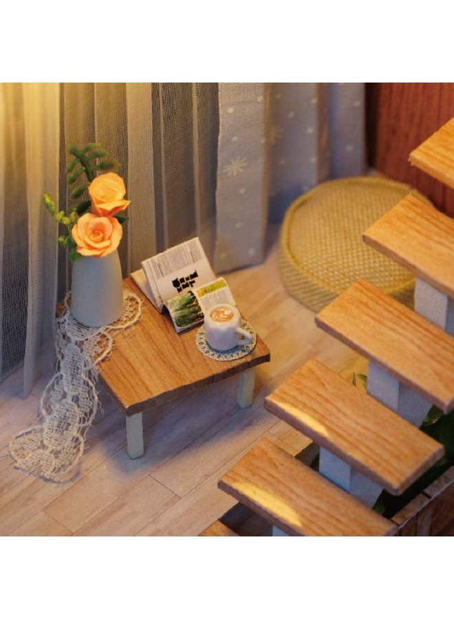 3D Wooden House Room With Furniture Led Lights Toy