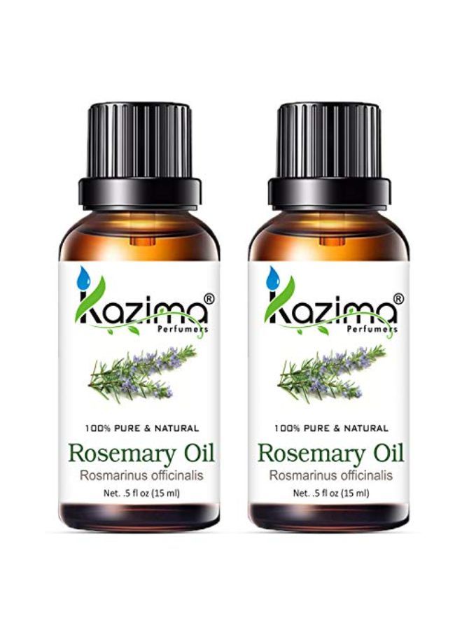 Rosemary Oil (Pack Of 2) With Dropper 15Ml Pure Natural - Use For Aromatherapy, Health Boost, Hair Growth, Skin Care, Face