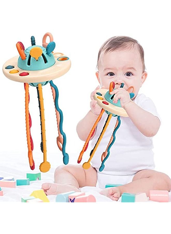 Montessori Silicone Toy, Travel Pull String Activity Sensory Toys for Toddlers, Baby Fine Motor Skills Gift