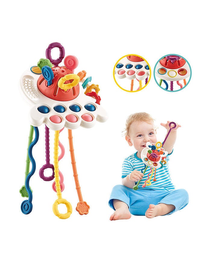 Montessori Silicone Toy, Travel Pull String Activity Sensory Toys for Toddlers, Baby Fine Motor Skills Gift