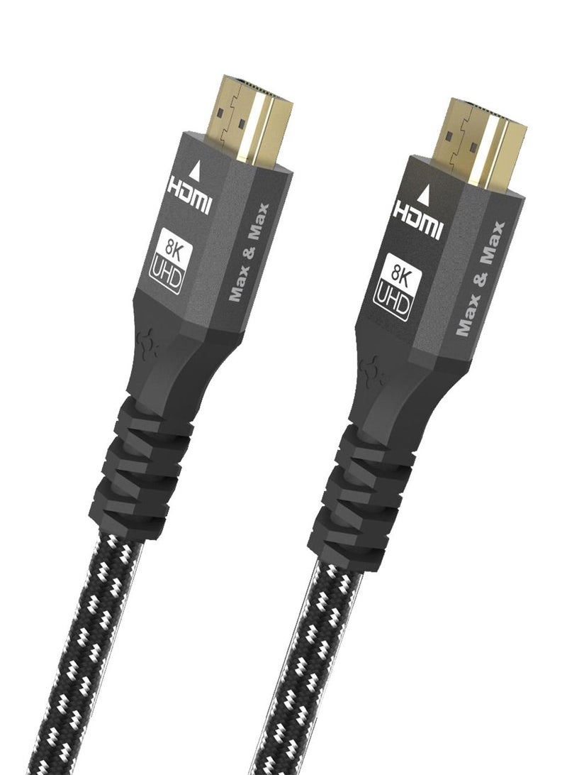 HDMI TO HDMI 2 Meter 8K GOLD PLATED Cable,8K@60HZ,4k@120 HZ, Dynamic HDR,eARC,48 GBPS Transfer Speed- Black