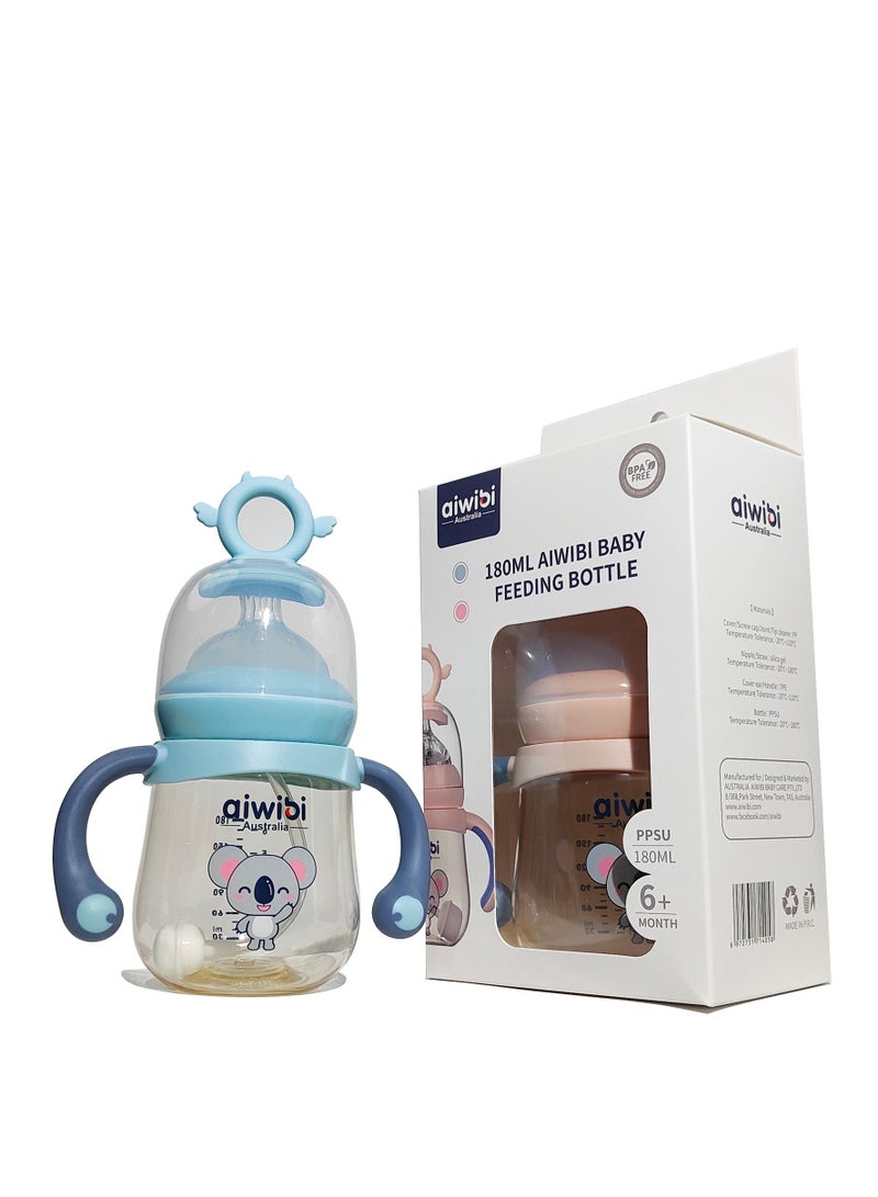 Aiwibi Baby Feeding BPA-Free Bottles with Weighted Straw-180ML-Pink/Blue-2Pack