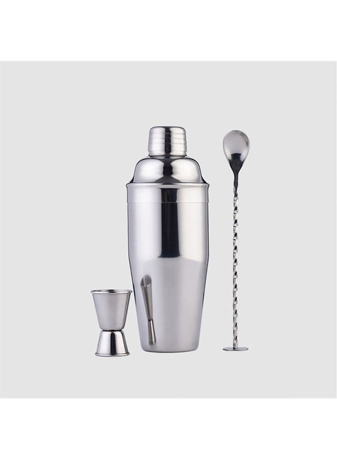 3-Piece Glass Cocktail Shaker Silver