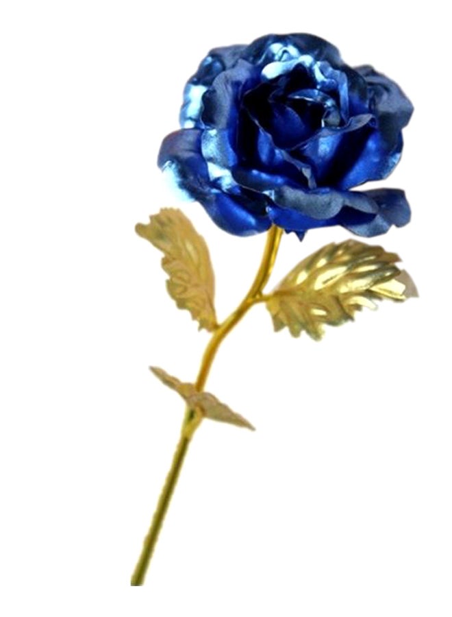 24K Gold Foil Rose Flower Blue
