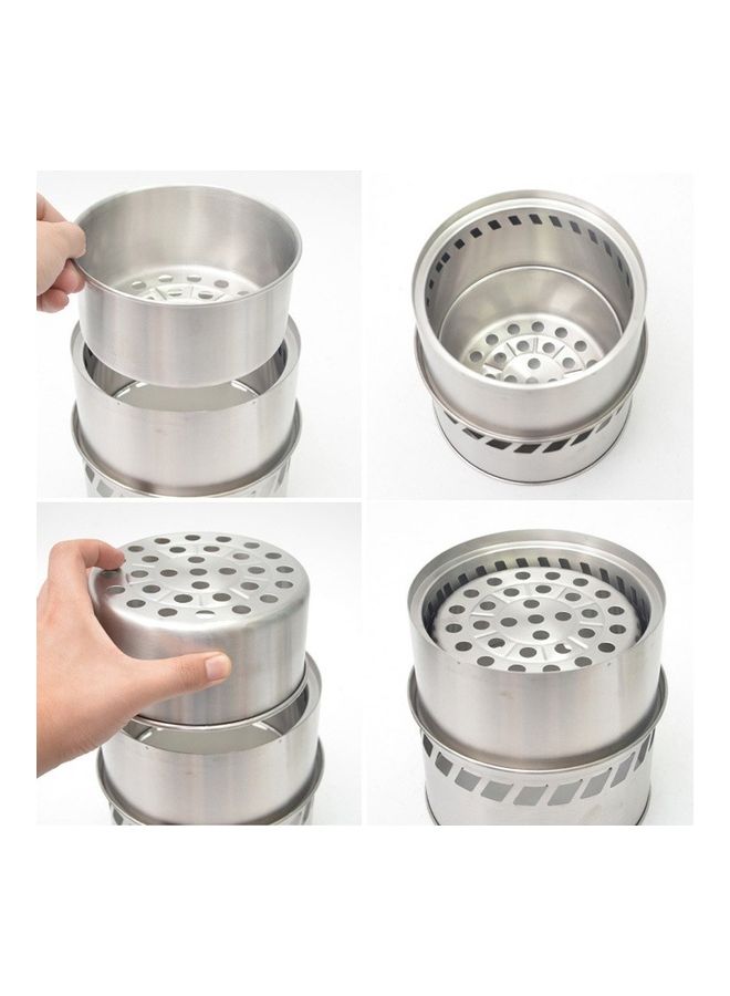 Stainless Steel Portable Outdoor Cooking Burner Silver 21 x 21 x 6cm